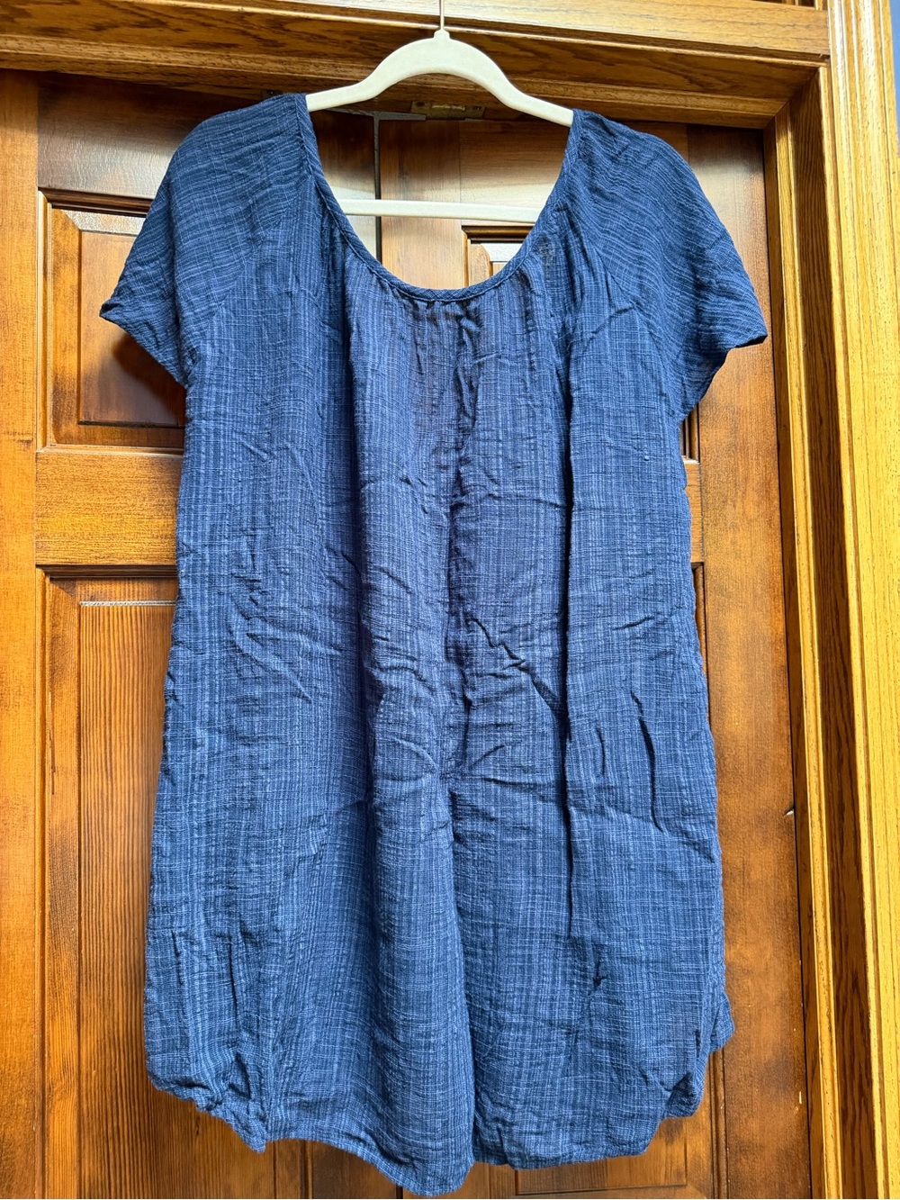 Kona Sol Navy Scoop Neck Short Sleeve Coverup, Size Medium